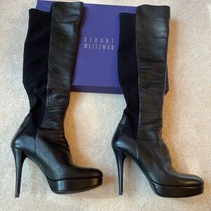 Stuart Weitzman Black Leather Heeled Boots